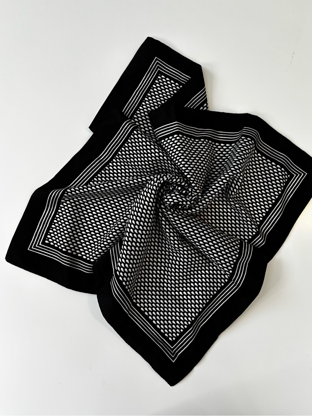 Men's Black & White Geometric Pocket Square, Made in Italy